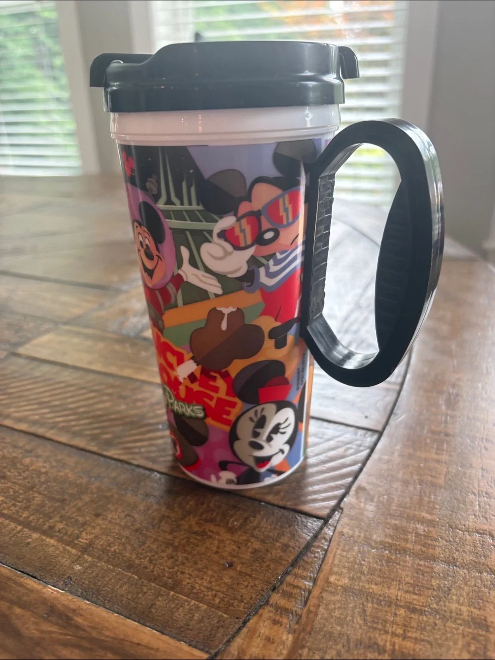 Disney Mickey Mouse Plastic Travel Mugs - Pink and Black Handles